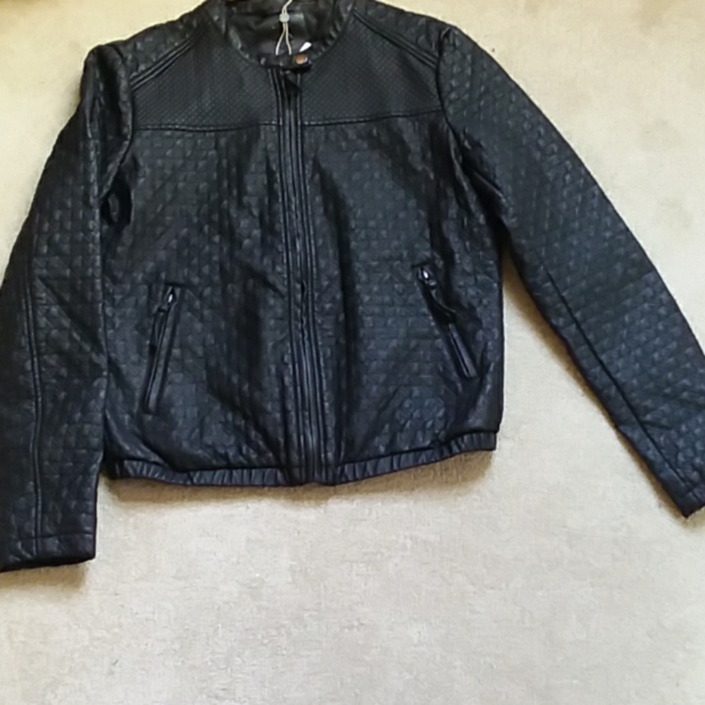 MAX JEANS JACKET. FAUX LEATHER PURCHASED -NEIMAN MAR US